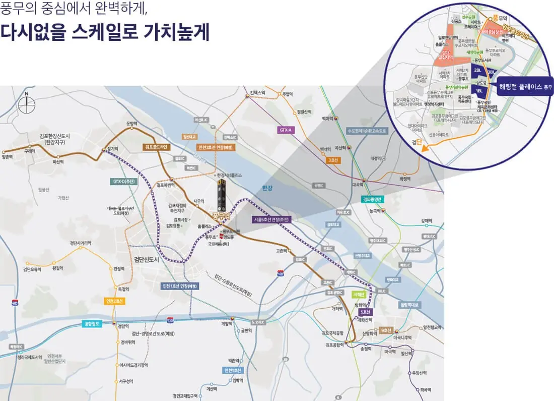 해링턴 플레이스 풍무 입지환경 소개 및 상세 위치도